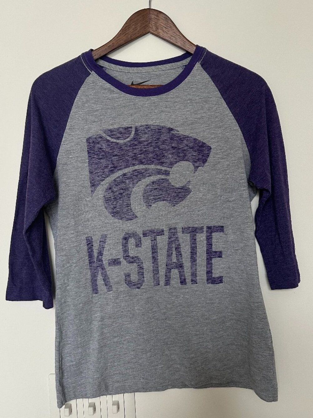 💜 Nike K-State Wildcats Mid-Sleeve Top Burnout Vintage Style 💜